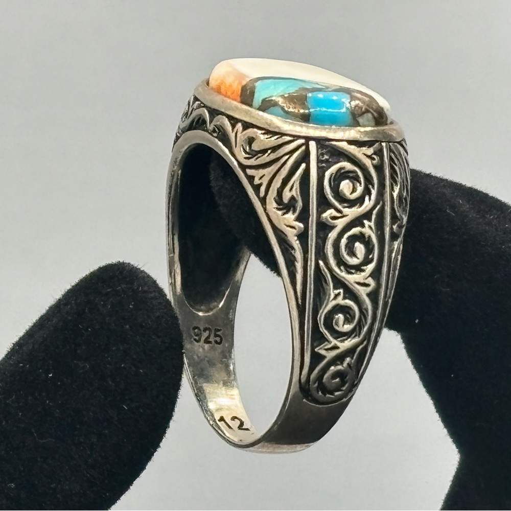 Silver Turquoise Men’s Statement Ring - image 6